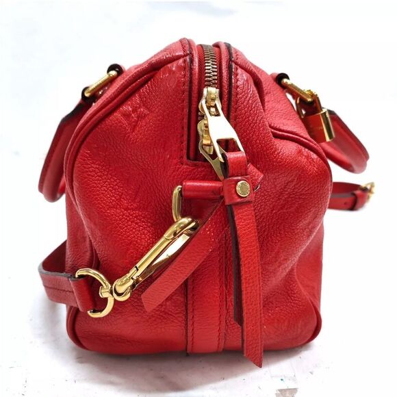 Louis Vuitton Red Enpreinte LV Embossed Leather M40758 Speedy Bandouliere 25 - Picture 3 of 16